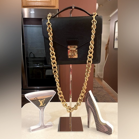 LOUIS VUITTON Leather Epi Concorde Handbag w/Unbranded Chain. Authentic, EUC - Picture 1 of 15